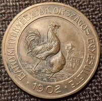 Baromfi tenyésztők országos egyesülete 1902 - 1937 plakett 41mm . Eredeti dobozában !