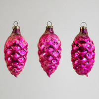 Karácsonyfadísz rózsaszín toboz, 3db