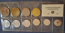 1987. Forgalmi sor, benne  ritka 20 Forint,  2  fillér, 5 fillér csak 30.000 darabot gyártottak (20)