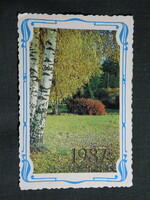 Kártyanaptár,Szovjetunió,Ukrán,naptárkiadó Kijev,park részlet,1987,   (7)