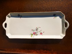 ANTIK VIRÁGOS PORCELÁN TÁLCA