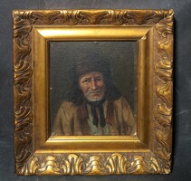 Ivanácz Zsolt (1869-1954): Usankás férfi (olajfestmény szép kerettel) miniatűr férfi portré