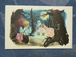 Régi grafikus   Jancsi és Juliska  mese  képeslap ( Demjén Zsuzsa rajz - postatiszta )