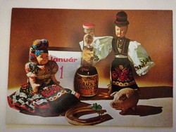 Képeslap - Boldog Új Évet - Matyóbabás (1960-1965) - postatiszta