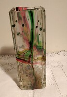 Hollóházi Márton: Pink-Green Prism Vase - Beautiful, Flawless Example!