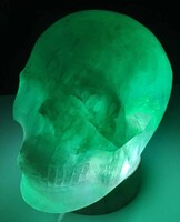 Zöld fluorit kristálykoponya - nagy méretű  1096 gr új, sok kézműves ékszer !