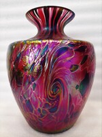 Szecessziós irizáló Fritz Heckert üveg váza