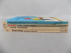 4 db Walt Disney Finn nyelvű mesekönyv (Dumbo, Bambi, Peter Pan, Pingvin) 1972-74