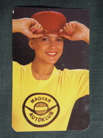 Kártyanaptár,Magyar autóklub, női modell, 1989,   (7)