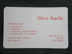 Kártyanaptár,Murin Ágoston tehertaxi,autómentés,Pécs, 1990,   (7)