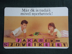 Kártyanaptár,Takarékszövetkezet,gyerek modell,1988,   (7)