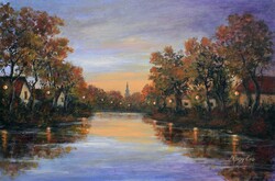Nagy Éva (1954): Árad a Zagyva 40x60 cm. Kortárs (1949-től napjainkig)