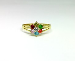 Színes köves virágos arany gyűrű (ZAL-Au129340)