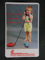 Kártyanaptár, MATÁV távközlés Rt. Pécs,telefon,gyerek modell, 1992,   (7)