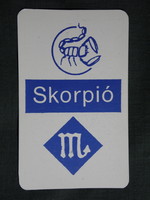 Kártyanaptár,trafik ajándék üzlet,Horoszkóp,Skorpió, 1992,   (7)