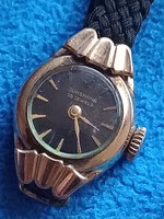 JUNGHANS Art Deco Aranyozott Feketeszámlapos Felhúzós Női Karóra Koktélóra