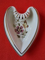 VITRIN ÁLLAPOTÚ Zsolnay pillangós / pillangó mintás szív alakú (ékszertartó) tálka