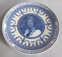 Queen Elizabeth II English Queen Gold (50th) Jubilee Decorative Plate