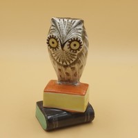Ritka gyűjtői Iparművészeti Könyveken ülő Bagoly figura