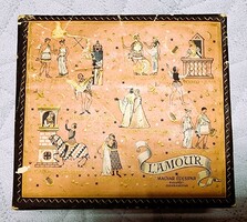 RETRO díszdoboz BONBON doboz L'AMOUR MAGYAR Édesipar REKLÁM DESSERT KÜLÖNLEGESSÉG