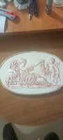 Historizáló (XIXsz.) nagy méretű porcelán falidísz