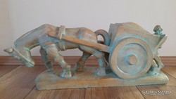 Ritka Kőműves Art Deco nagyméretű kerámia