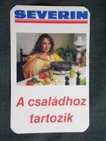 Kártyanaptár,Waltham Budapest,Severin grillező,női modell, 1993,   (7)
