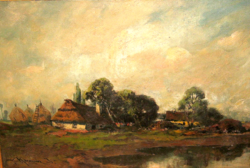 ENNYIÉRT ??? EREDETISÉG IGAZOLÁSSAL CSODÁS  KASZNÁR RING JENŐ /1875-/ : VÍZPARTI TANYAVILÁG