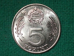 5 Forint 1981 ! Nem Volt Forgalomban ! Verdefényes !