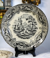 AJÁNLATÁT VÁROM! Viktoriánus angol fajansz tányér, W&C, Chelsea pottery (?)Syria dekorral, 1850