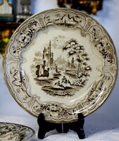 AJÁNLATÁT VÁROM! Viktoriánus angol fajansz tányér, W & C, Chelsea pottery (?) Syria dekorral, 1850