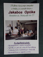 Kártyanaptár,Jakabos optika,szemüveg üzlet,Dombóvár ,1995,   (7)
