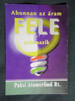 Kártyanaptár,Paks atomerőmű, 1995,   (7)