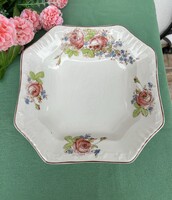 Régi porcelán retro fehér MCP Cseh rózsás virágos köretes tál kocka kínáló régiség nosztalgia
