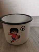 Retro zománcos focista fiú bögre