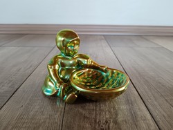 Régi Zsolnay eozin mázas Annuska figura