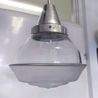 Bauhaus - Art deco mennyezeti lámpa felújítva - különleges formájú savmart és víztiszta üveg búra