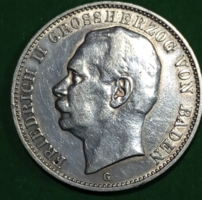 3 Márka  /1908-1915/ 900 finomságú  ezüst Német Birodalmi 1909 .