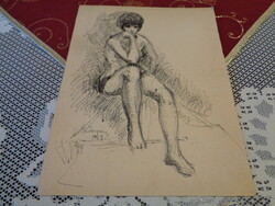 Nude, ink drawing, A4 size, signed