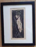Woman with a veil, unknown woodcut in the manner of Emil Nolde
