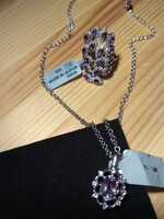 Luxus Amethyst ezüst gyűrű és nyaklánc