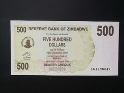 Zimbabwe 500 Dollars 2006 Unc