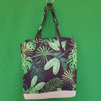 Új, egyedi készítésű, pálma mintás handmade válltáska, bevásárlótáska