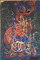 : Modern madár.Olaj,farost. Mérete: 38x57 cm. (korniss )