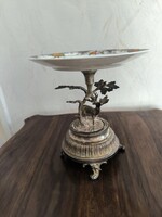 Deer Statue Serving Plate, Porcelain, Silver-Like