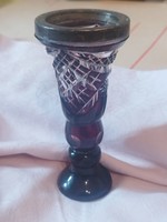 Silver-Inlaid Bordeaux Crystal Vase