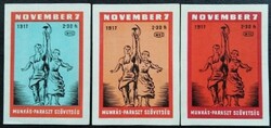 Gyb22 / 1961 November 7 gyufacímke  nagy méret 67x93 mm 3 féle színváltozata