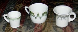 3 szecessziós, porcelán kávés csésze