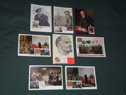 Képeslap,CM,bélyeg,alkalmi bélyegzés,8db CCCP Orosz Lenin művészet gyűjtemény sor , 1950-70-