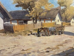 Németh György - Indul a fogat..40x50cm plusz kerete